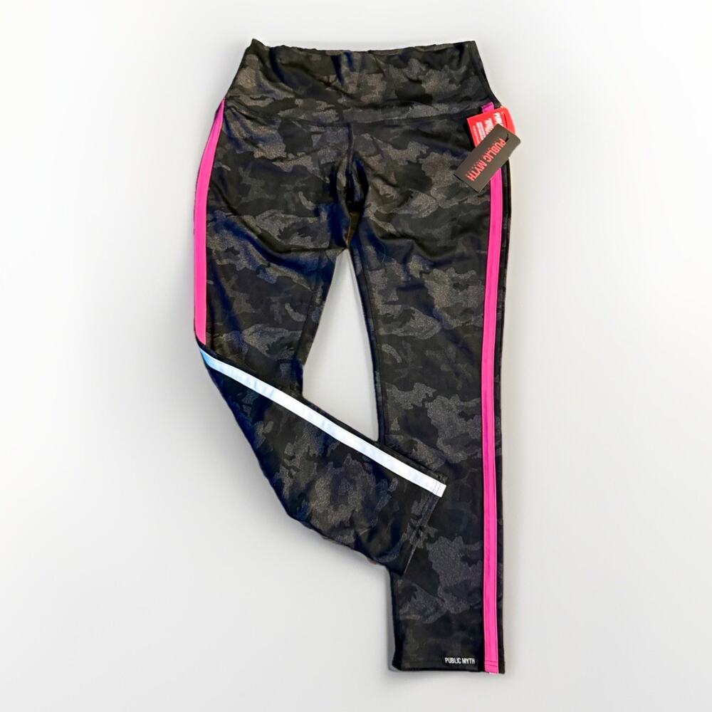 Public Myth Camo Leggings XL Pink Stripe Athleisure Gym Yoga Y2K NWT Fit